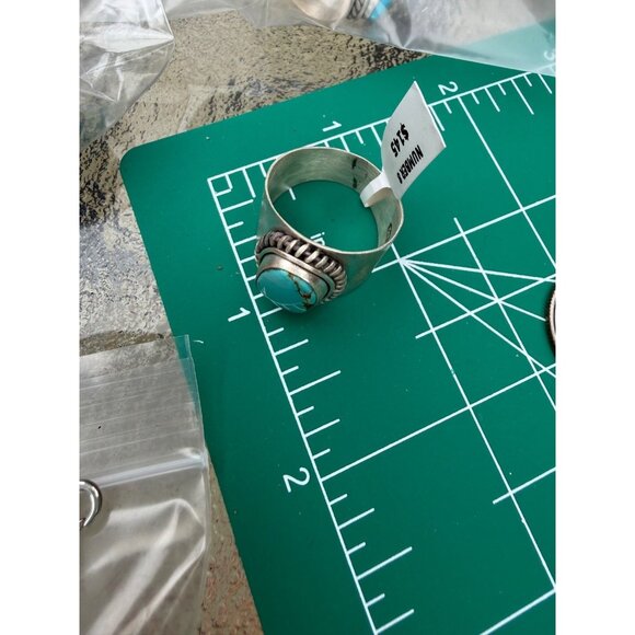 Artisan Sterling Silver Number 8 Turquoise Ring 10 Wide Cigar Band Southwest Nwt - Picture 6 of 9